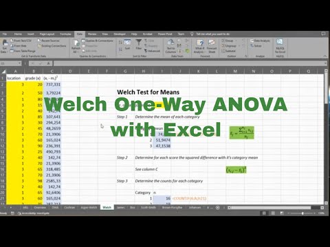 Excel  - Welch One-Way ANOVA