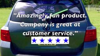 Reflective WipeSaber covers attach to rear vehicle wiper blades