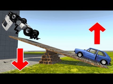 BeamNG.Drive - FIZ ARREMESSO DE CARROS NA GANGORRA! (G27 mod)