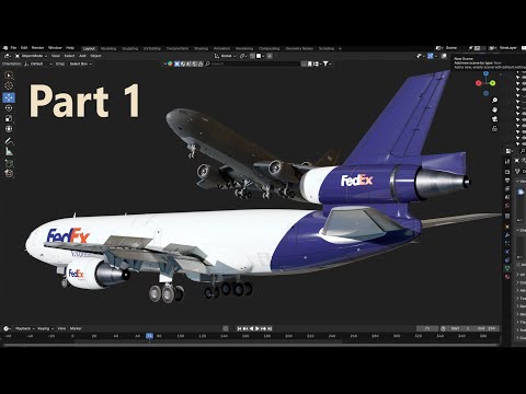 Airplane 3D modeling process ( DC-10 ). Blender. Part - 1/4