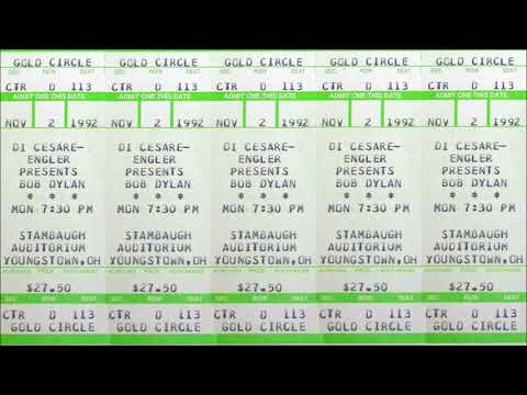 Bob Dylan 1992 US Fall Tour - Stambaugh Auditorium Youngstown OH USA 2 November 1992