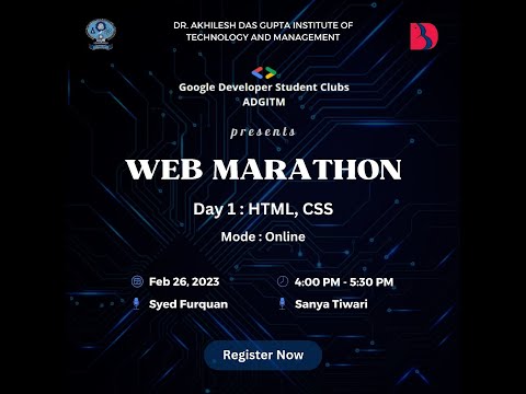 Web Development Marathon WEB MARATHON | Day-1 [ HTML , CSS ] | GDSC-ADGITM