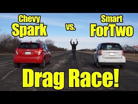 Chevrolet Spark vs Smart Car Drag Race! The slowest race in history? Watch to find out!