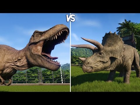 Jurassic World Evolution - T-REX vs TRICERATOPS -  Gameplay (PS4 HD) [1080p60FPS]
