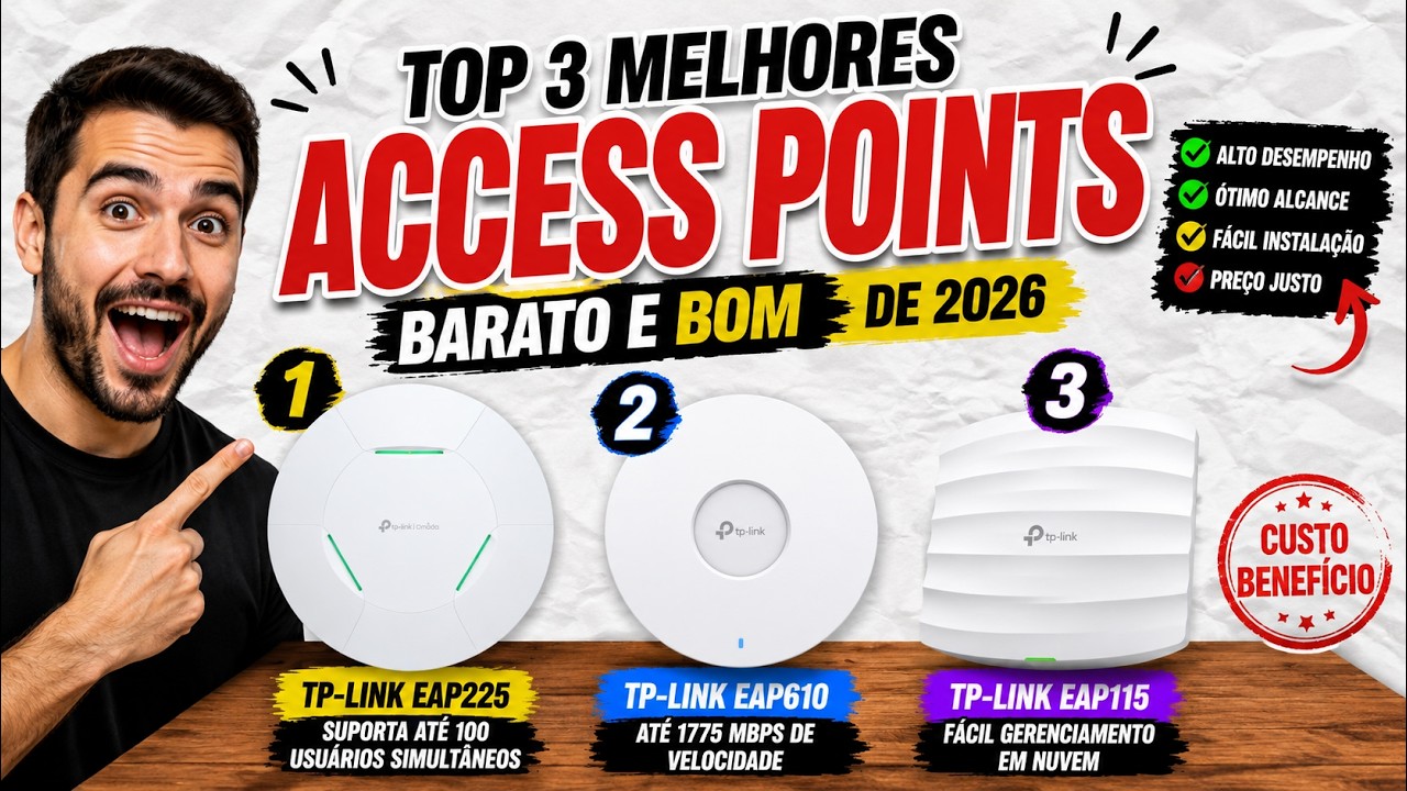 Miniatura da avaliação em vídeo de Access Point TP-Link Omada EAP245 AC1750 Dual Band Gigabit PoE