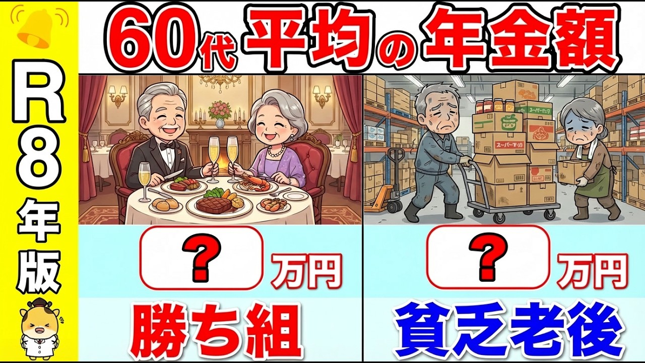【R8年最新版】年金の平均受給額は〇〇万円です！年金たった〇〇万円で勝ち組です！