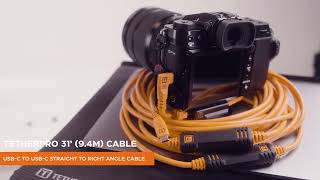 TetherTools USB-C To USB-C 31' TetherPro Cable With Dual TetherBoosts - Right Angle Orange