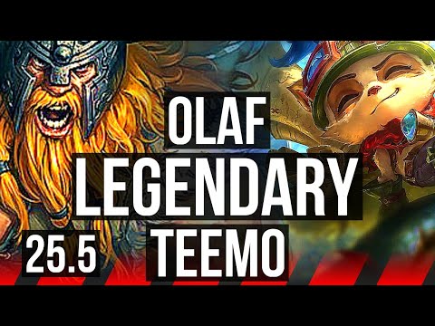 OLAF vs TEEMO (TOP) | 8/0/10, Legendary | KR Grandmaster | 25.5
