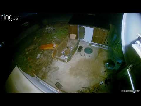 Ring outdoor cctv floodlight camera pointed at my shed at night
