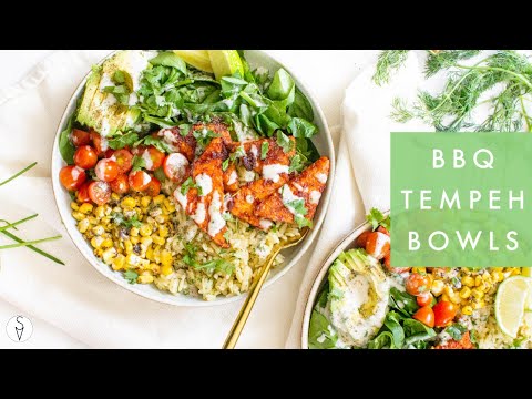 BBQ Tempeh Bowls with Garlic Herb Rice | Summer Vegan Bowl Recipe | This Savory Vegan