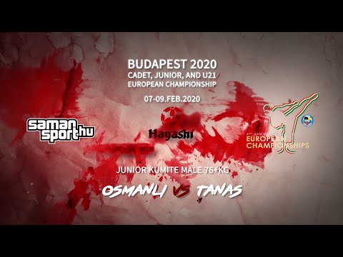 Karate WKF 2020 Budapest - Osmanli Osman vs Tanas Florentin - Junior Kumite Male 76+kg Final