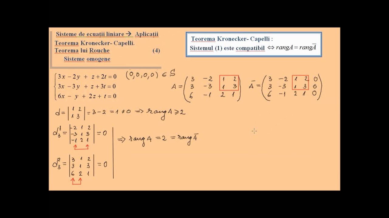 Sisteme de ecuatii liniare - Teorema Kronecker-Capelli, Teorema lui Rouche (4)