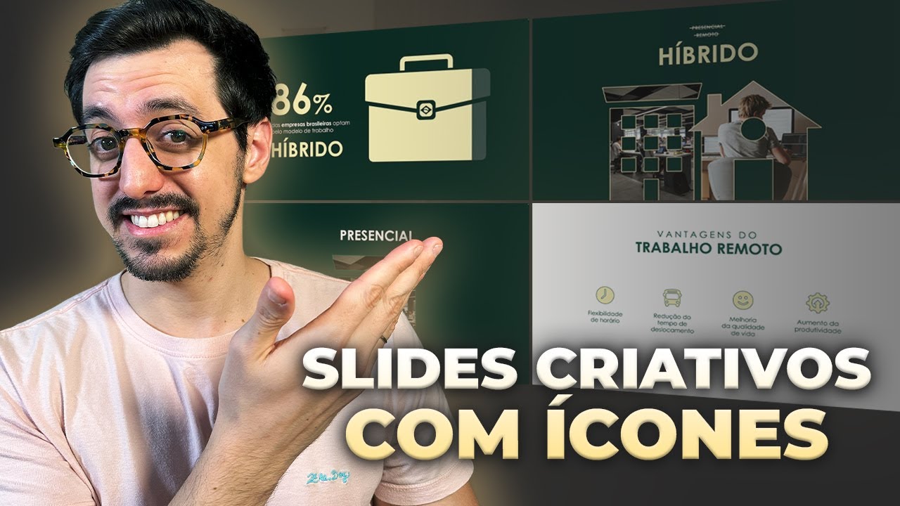 SLIDES CRIATIVOS e MINIMALISTAS usando ÍCONES no PowerPoint [Tutorial e slides editáveis]