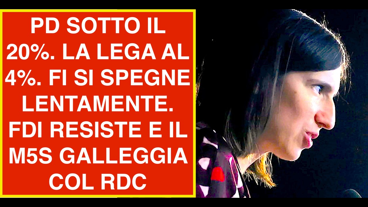 PD SOTTO IL 20%. LA LEGA AL 4%. FI SI SPEGNE LENTAMENTE. FDI RESISTE E IL M5S GALLEGGIA COL RDC
