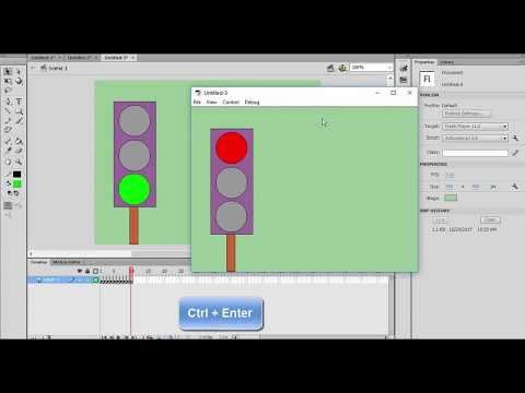 Adobe Flash Professional Animation -4- Traffic Lights - frames practice