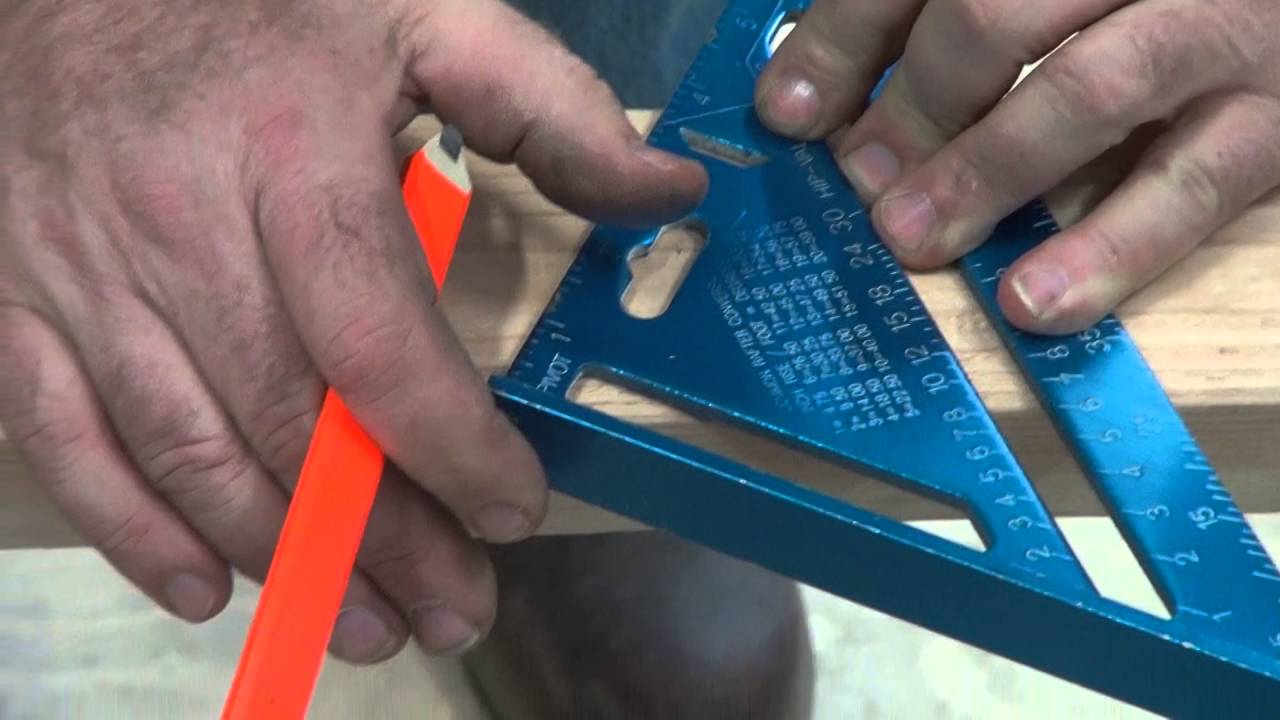 Watch video Marking an angle cut with a speed square Now Marking an angle cut with a speed square