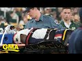 Frightening moments during preseason football game | GMA