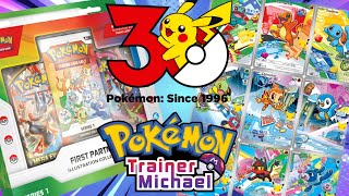 Pokémon Trainer Michael opening 1/2 first partner illustration collection series1 30th anniversary
