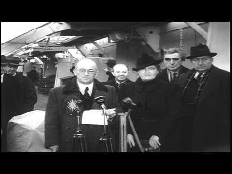 Former President of Czechoslovakia Edvard Benes addresses people in the United St...HD Stock Footage