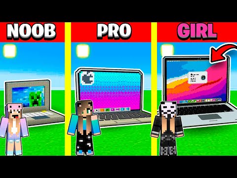 EPIC Minecraft Laptop House Build: NOOB vs PRO vs HACKER