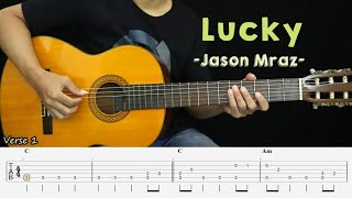 Lucky - Jason Mraz (feat. Colbie Caillat) - Fingerstyle Guitar Tutorial + TAB & Lyrics