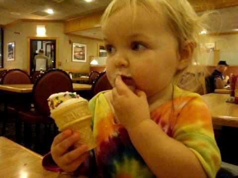 Veda eats ice cream at OCB