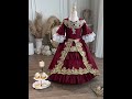 Children Burgundy Gold Embroidery Lace Floor Length Party Ball Dress For Girls Girlspartydress