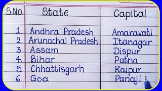 Indian States and Their Capitals along with Union Territories 2021/States and Capitals in English