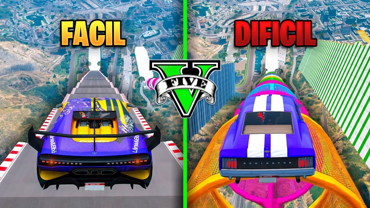 MEGA RAMPA FÁCIL vs MEGA RAMPA DIFICIL! NO PUEDO MAS! - GTA 5 ONLINE