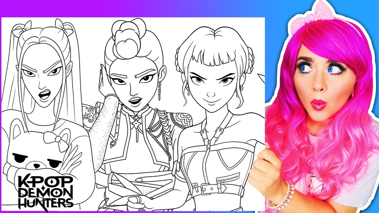 Coloring K-Pop Demon Hunters Coloring Pages! 💜 Rumi, Mira and Zoey HUNTRIX Coloring | Ohuhu Markers