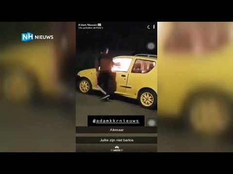 Jongens steken auto in de fik en filmen het