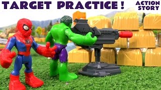 Captain America Hulk Iron Man Thor &amp; Spiderman Toys Target Practice with Thomas The Train