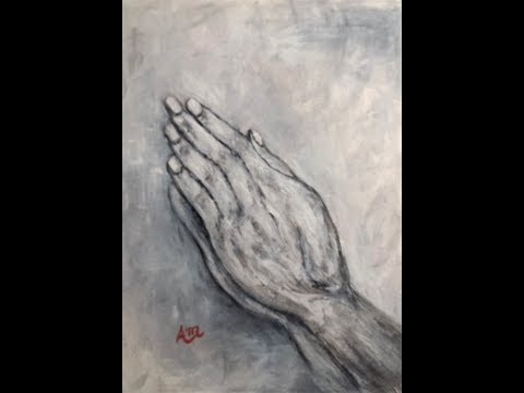 How to paint hands, prayer, acrylic speed painting,, black & white, inspired by Albrecht Dürer
