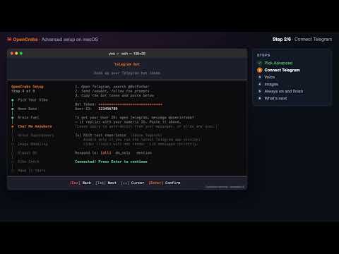 OpenCrabs advanced setup on macOS