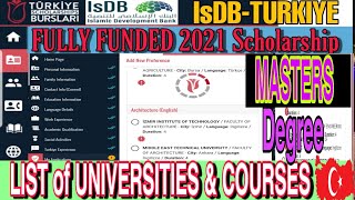 List of Universities and Departments to Apply Isdb-Turkiye Scholarships 2021