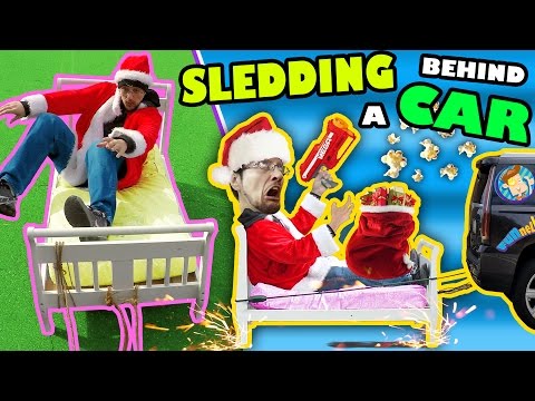 BED SLEDDING BEHIND A CAR + Unlimited POPCORN Life Hack w/ Nerf Toy (FUNnel Vision Donate Vlog/Skit)