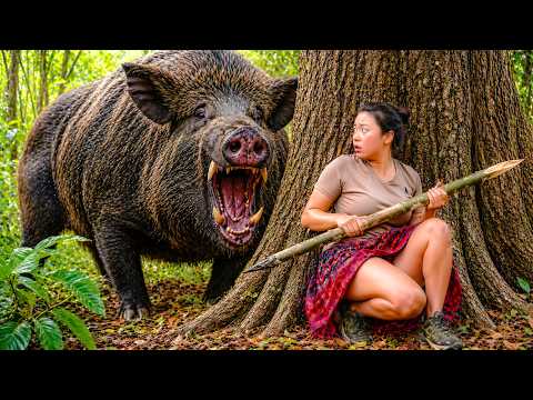 101 Days Alone in the Wild – Hunting Boars, Setting Traps & Escaping Danger 🐗⚠️🔥 | Survival Skills