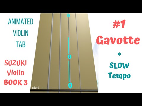 GAVOTTE 💃 by P. Martini — Suzuki Violin Book 3 | Song 1| SLOWER tempo | LIVE Animated Violin TAB