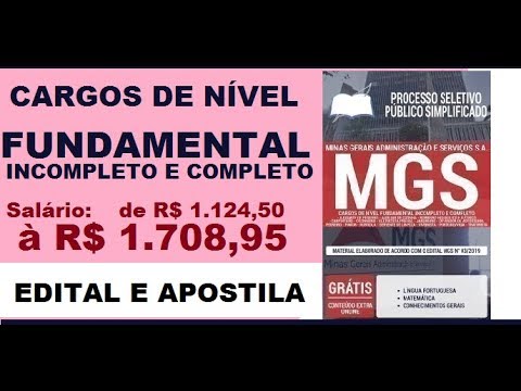 Edital Apostila Processo Seletivo Público Simplificado MGS 2019 Cargos Nível Fundamental