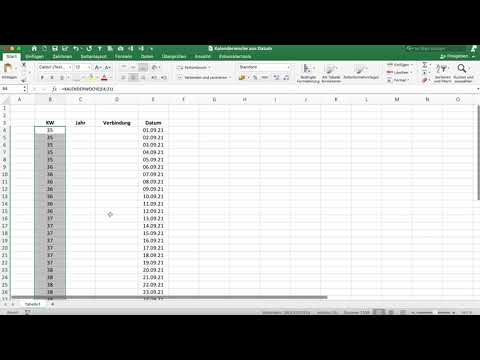 Calculate Excel calendar week from date