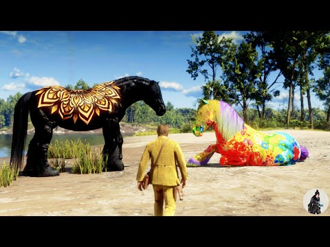 Arthur Morgan Discovers Stunning Ginormous Horses on a Secret Island