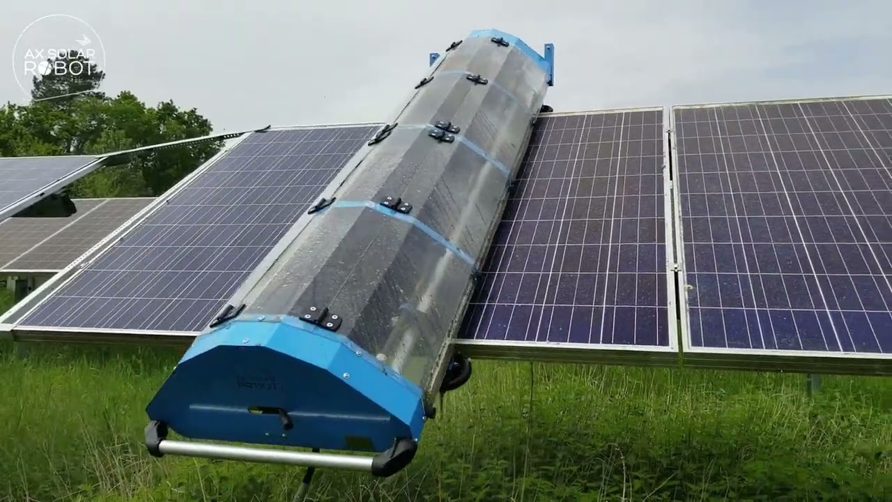 AX SOLAR ROBOT - WetSlider 2022, the tracker-mounted solar panels hydraulic cleaning robot