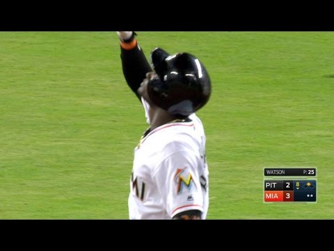 PIT@MIA Hechavarria's double scores Rojas in the 8th