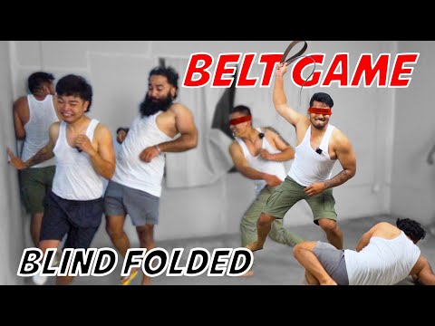 BLINDFOLDED BELT GAME (Squeaky Toys on Feet) !!!