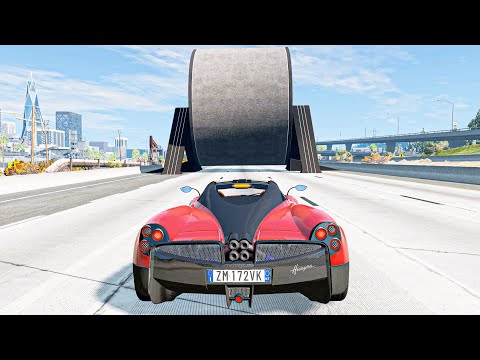 BeamNG Drive - Cars vs Giant Roller | Satisfying Cars Crashes Compilation