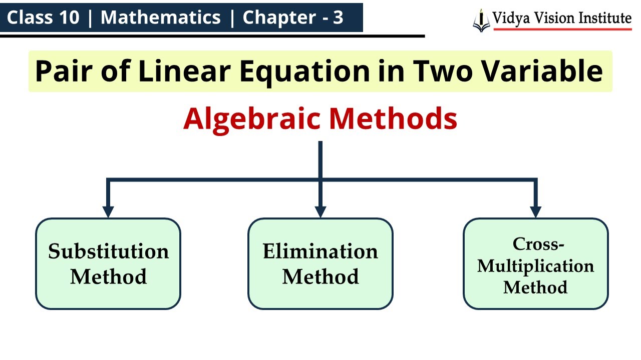 Pair of Linear Equations in Two Variables - Algebraic Methods 🌟 Class 10 Maths Chapter 3 🌟  NCERT 🎯