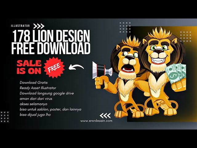 Free Lion Print Design untuk Sablon