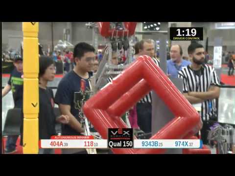 2015 VRC Tech Q150 - 404A 118 vs 9343B 974X - 91 to 41 - VEX Worlds 2015 - Technology Division