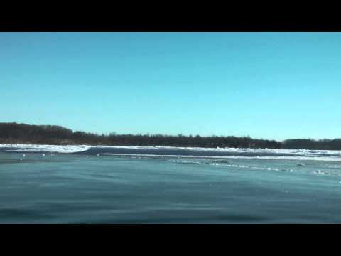 Viral video Ice cracking sounds as lake calves and grows ice. Pops below feet.