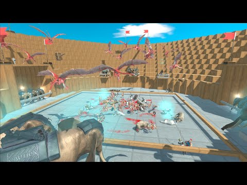 Remaster Future Animals vs 300 Spartans Surrounded By in Animal Revolt Battle Simulator